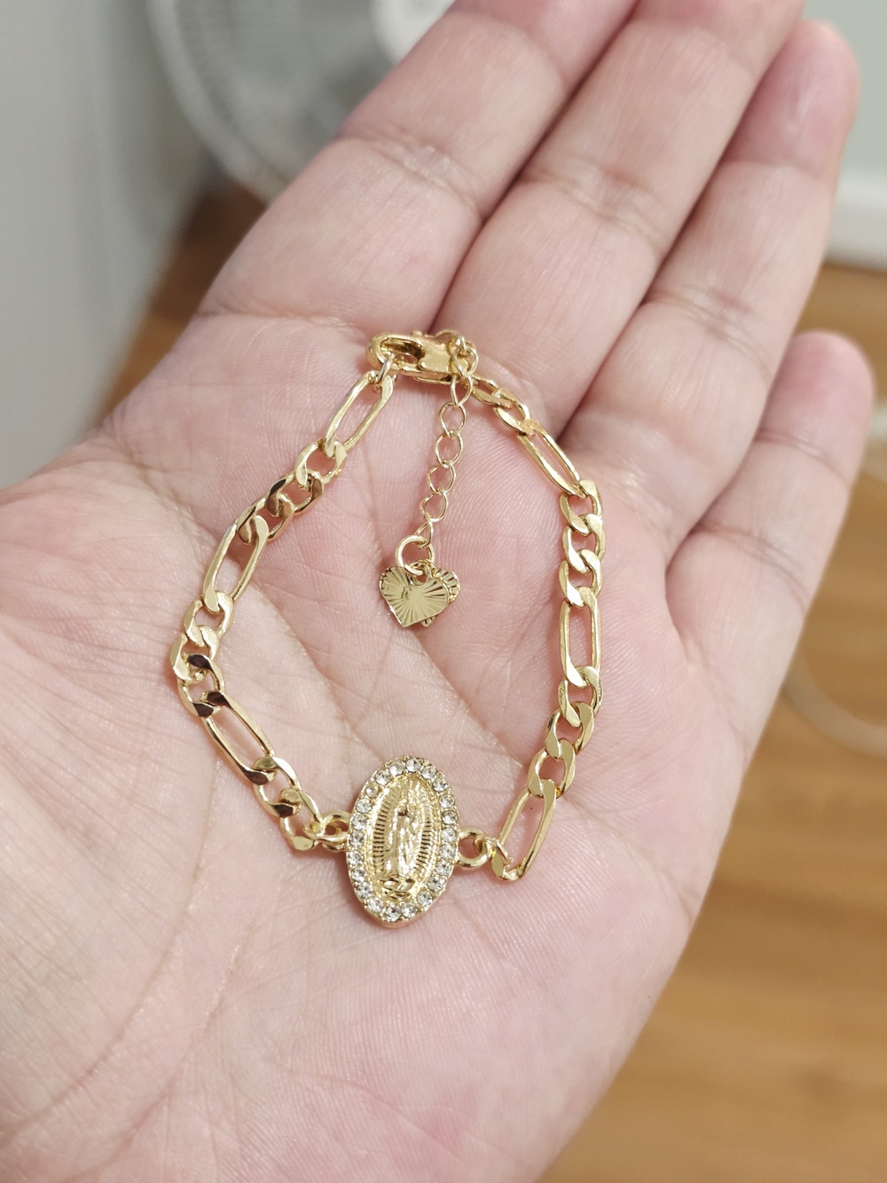 Gold Religious Medallion Link Bracelet - Women Jewelry